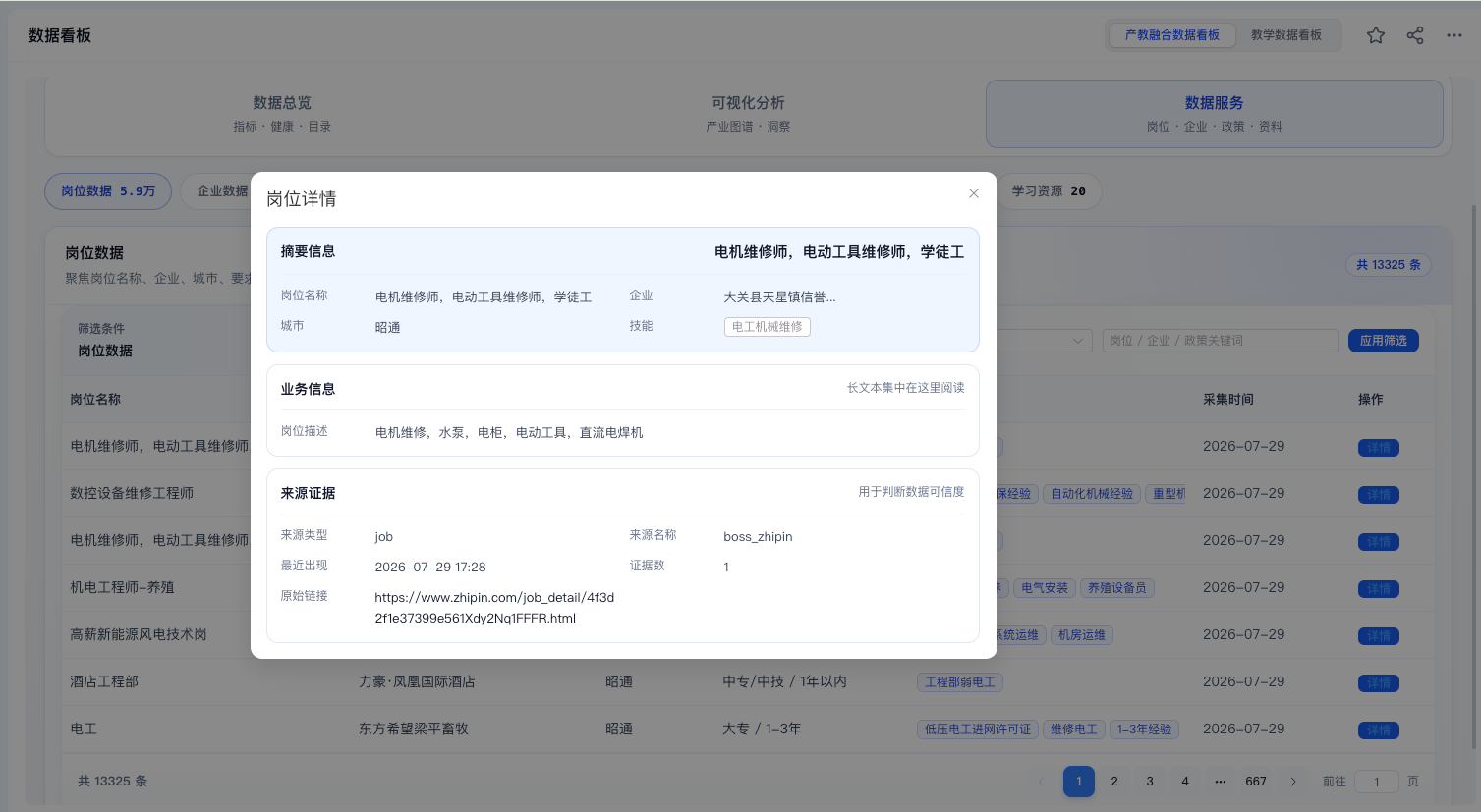 可追溯岗位数据记录